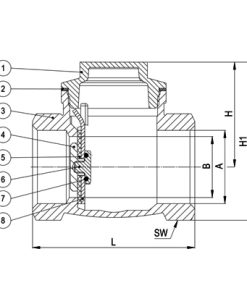 نقشه فنی شیر یکطرفه دریچه دار برنجی